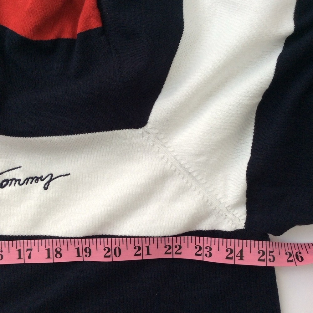 Tommy Hilfiger Turtleneck Sweater Red Navy White Striped Button Cuff 2X READ - Picture 6 of 11